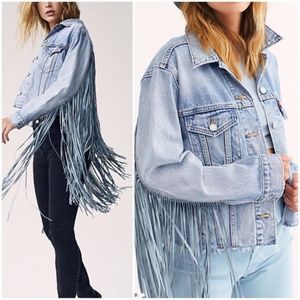 Levi's Ex-Boyfriend Fringe Denim Trucker Jacket M